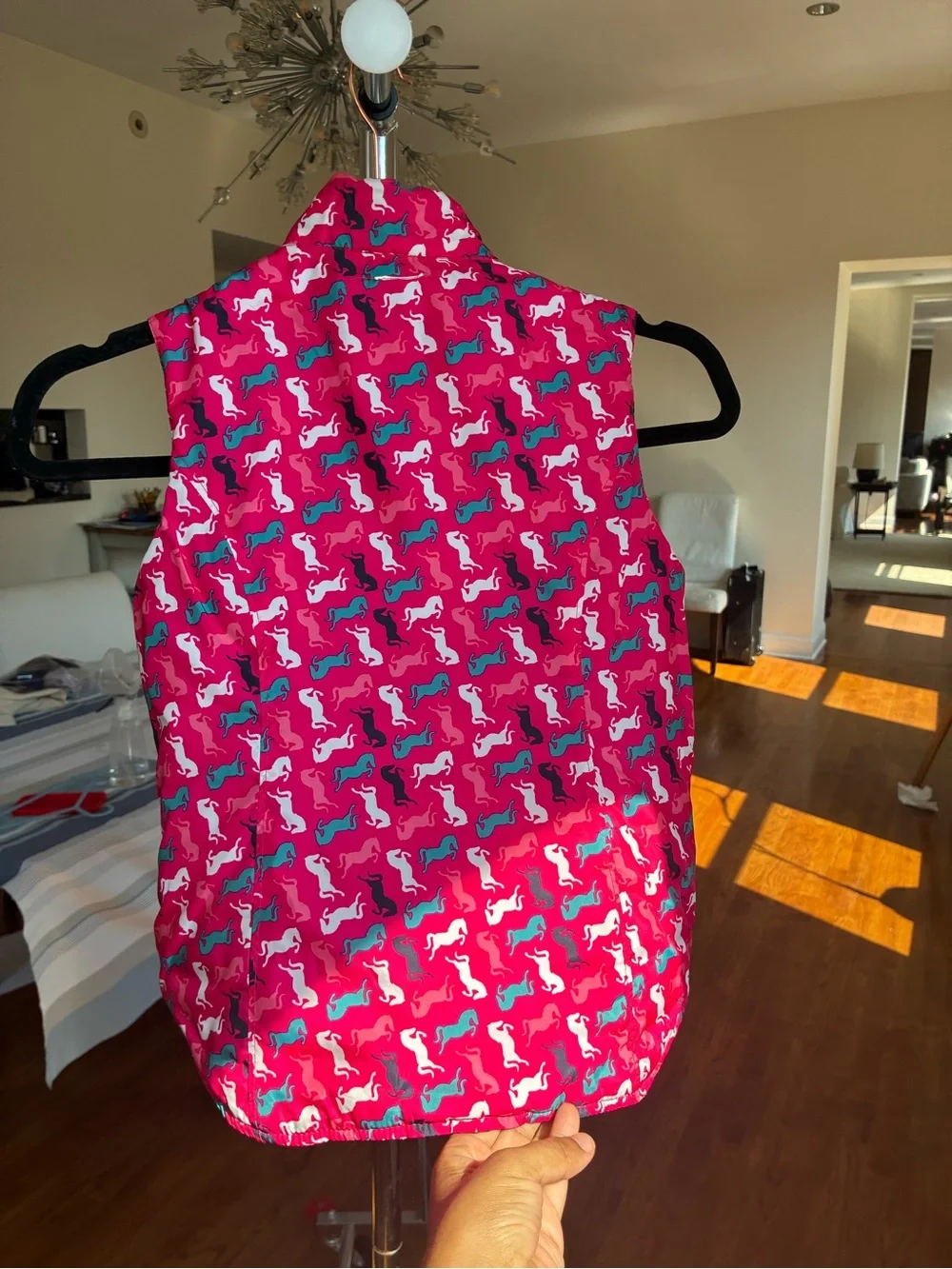 Ariat Navy Quilted Vest with Pink Trim